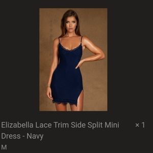 NWT Meshki lace trim side split dress